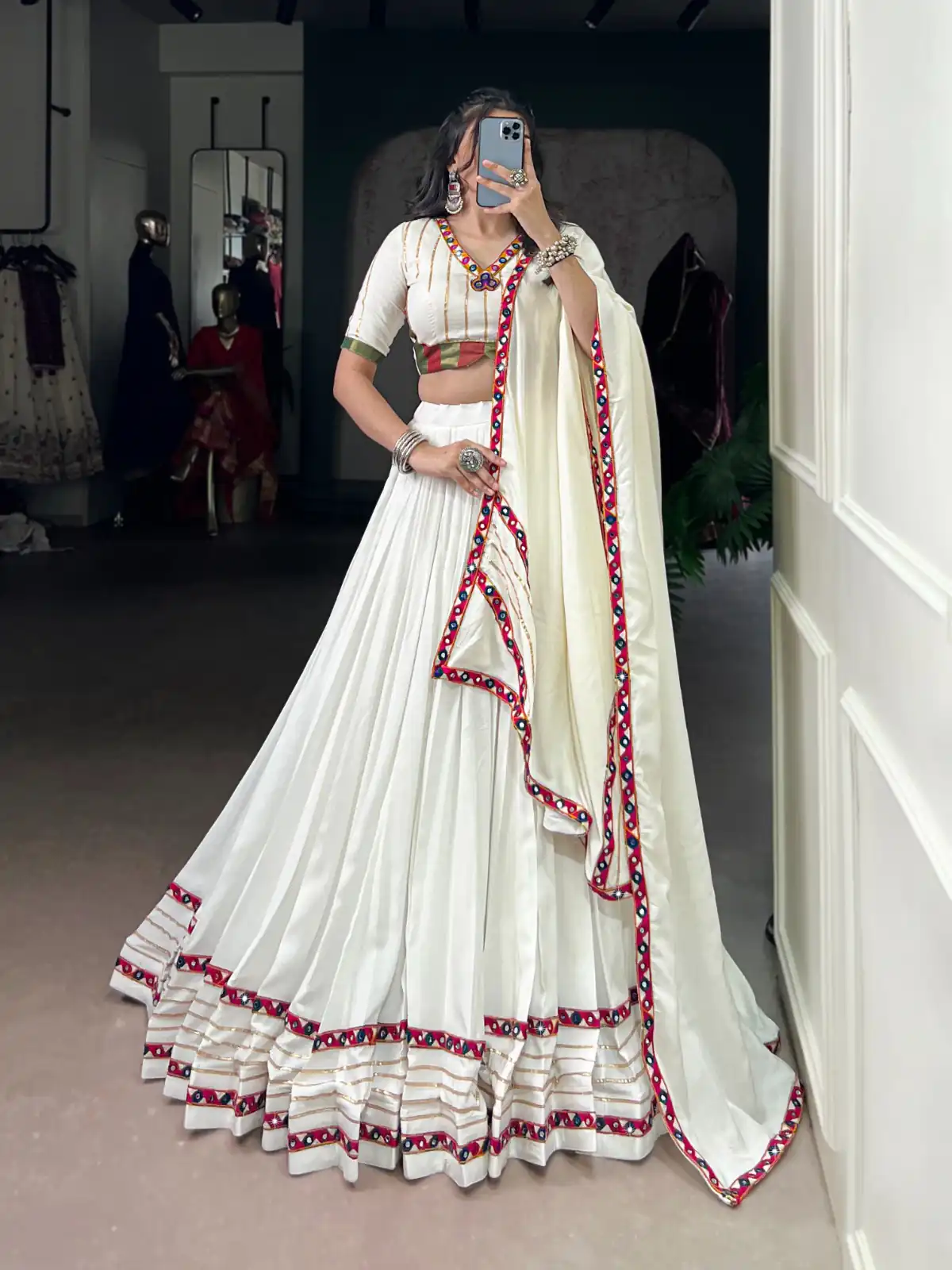 LNB 1659 White Color Pure Rayon With Mirror Work & Gamthi Work. Lehenga Choli Price ₹4199.Introductory Delivery 4-6 Working Days. Shop now. | Lehenga, Bollywood Lehenga, Creative Lehenga, Designer Lehenga, Embroidered Lehenga, Party Wear Lehenga