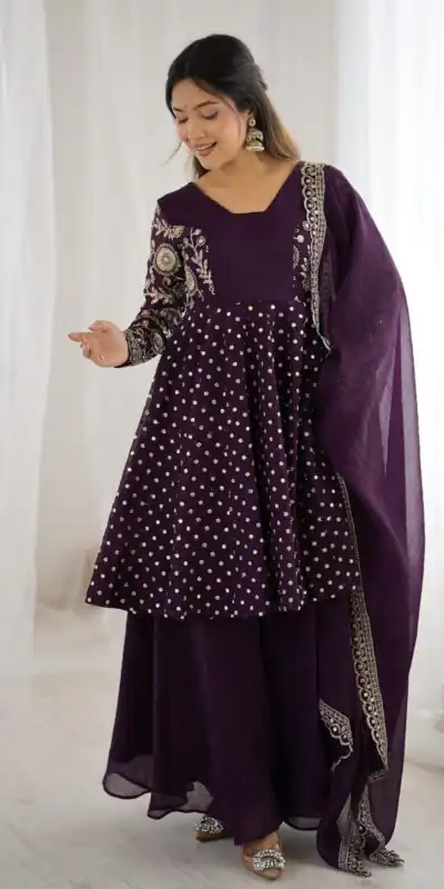 ZSR 3134 Wine Crunchy Silk Salwar Suit Perfect for Wedding, Party, Sangeet, Anniversary, Housewarming Introductory Price ₹2399. Delivery 4-6 | Jump Suits, Salwar suit, Designer Suits, Casual Suits, Creative suits, Palazzo Suits, Party Wear Suits, Patiala Suits, Straight Suits