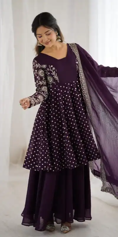 ZSR 3134 Wine Crunchy Silk Salwar Suit Perfect for Wedding, Party, Sangeet, Anniversary, Housewarming Introductory Price ₹2399. Delivery 4-6 | Jump Suits, Salwar suit, Designer Suits, Casual Suits, Creative suits, Palazzo Suits, Party Wear Suits, Patiala Suits, Straight Suits