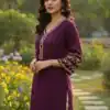 INLI Adaa 5.0 Wine Rayon with Embroidery Work Kurti .Wedding, Party, Festive, Events, Best Price ₹1349. Delivery 4-6 Working Days. Shop now. | Kurti, Bollywood Kurti, Creative Kurtis, Designer Kurti, Party Wear Kurti, Selfie Kurti