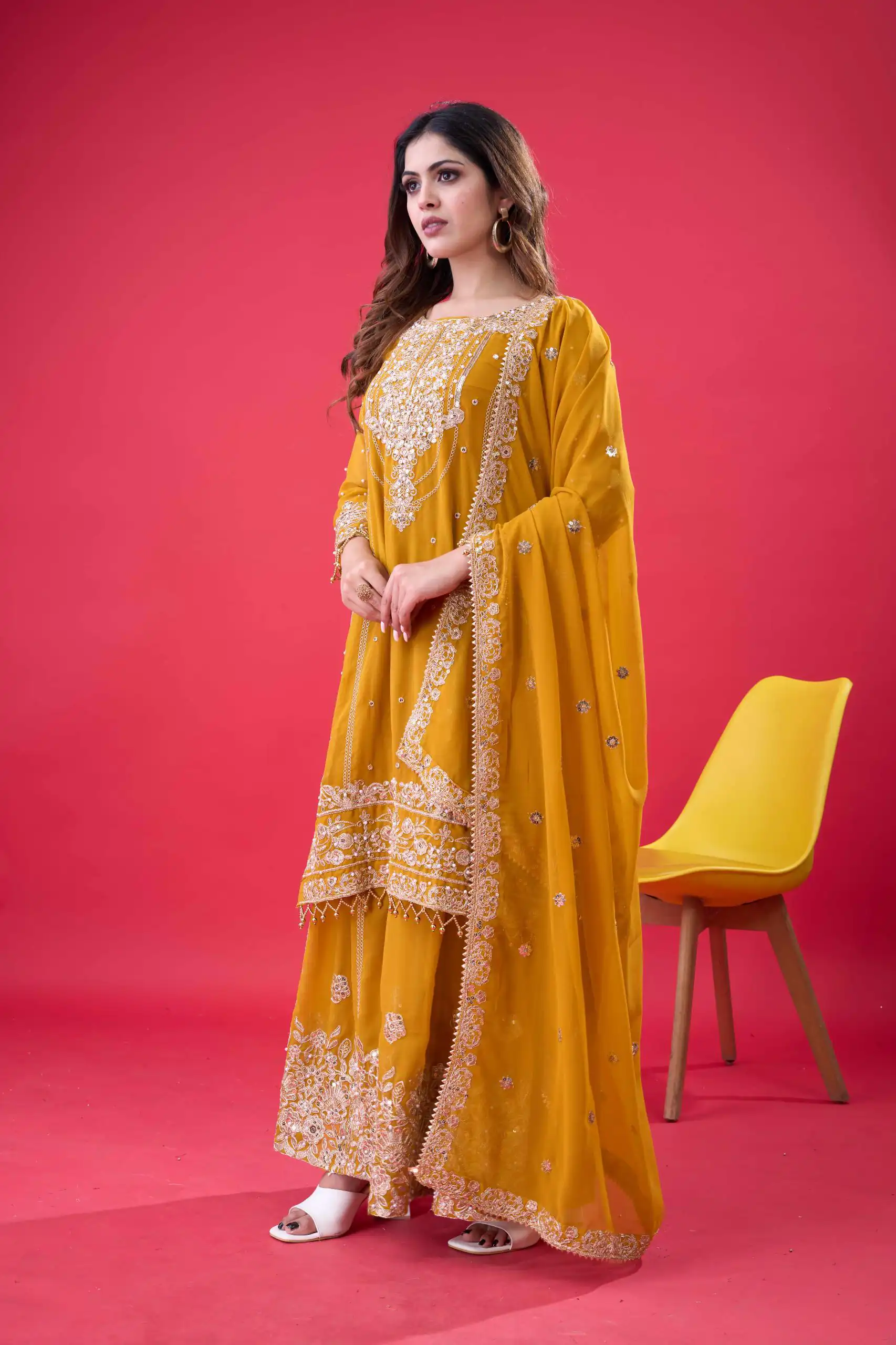 SR 1688 Yellow Faux Georgette with Lace Work & Embroidery Work. Salwar Suit Introductory Price ₹1949. Delivery 4-6 Working Days. Shop now. | Jump Suits, Salwar suit, Designer Suits, Casual Suits, Creative suits, Palazzo Suits, Party Wear Suits, Patiala Suits, Straight Suits