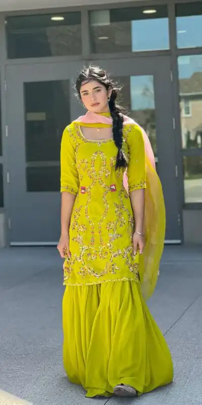 LG 1997 Yellow Georgette Embroidery Work & Lace Work Salwar Suit in . Festive Deal ₹1899. Delivery 4-6 Working Days. Shop now. | Jump Suits, Tops & Bottoms, Track Suits, Trendy Wear, Salwar suit, Designer Suits, Casual Suits, Creative suits, Palazzo Suits, Party Wear Suits, Patiala Suits, Straight Suits