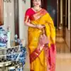 Yellow Lichi Silk Lace Border Saree
