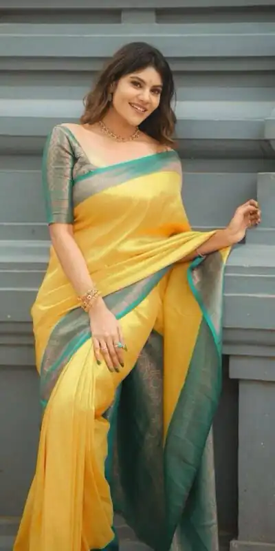 KP 5059 Yellow Color Soft Lichi Silk Cloth. Saree with Designer Work. Get it for ₹1449. Delivery 4-6 Working Days. Shop now. | Sarees, Bollywood Sarees, Creative Sarees, Designer Sarees, Embroidered Sarees, Ethnic Saree, Modern Digital sarees, Party Wear Sarees