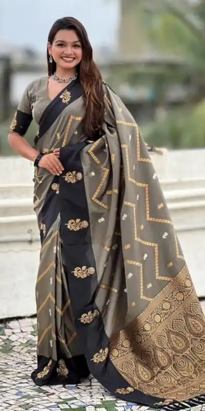 Black Banarasi Silk Weaving Zari Work Saree