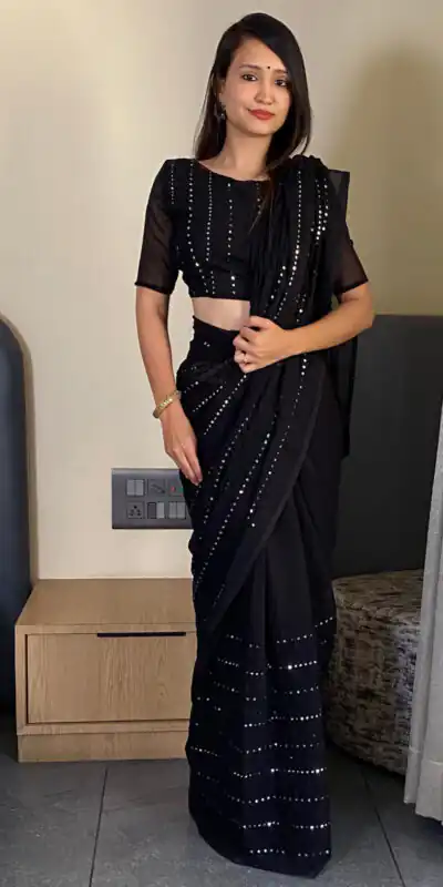 BT SUMAN Black Fox Georgette SareePerfect for Wedding, Party, Sangeet, Baisakhi, Karwa Chauth – . Special Price ₹1749. Delivery 4-6 Working Days. | Sarees, Bollywood Sarees, Creative Sarees, Designer Sarees, Embroidered Sarees, Ethnic Saree, Modern Digital sarees, Party Wear Sarees