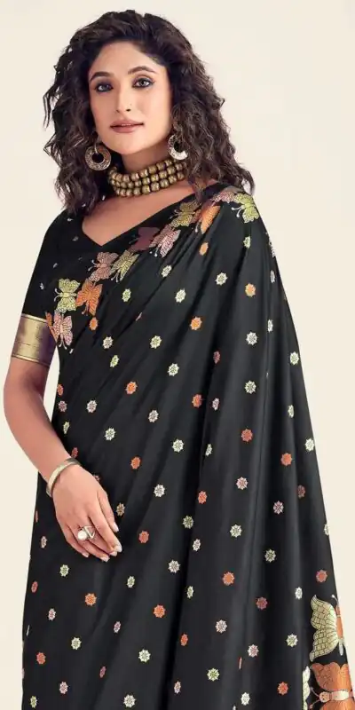 KPR 256 Black in Soft Lichi Silk Lace Border & Lace Work Saree . Special Price ₹1449. Delivery 4-6 Working Days. Shop now. | Sarees, Bollywood Sarees, Creative Sarees, Designer Sarees, Embroidered Sarees, Ethnic Saree, Modern Digital sarees, Party Wear Sarees