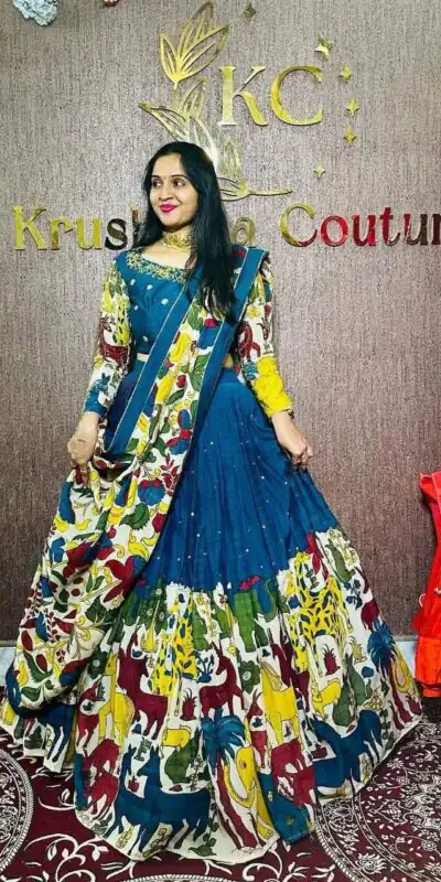 PC 388 Blue in Color Chent Crep Kalamkari Print Lehenga Choli . Affordable Price ₹2079. Delivery 4-6 Working Days. Shop now. | Jump Suits, Salwar suit, Designer Suits, Casual Suits, Creative suits, Palazzo Suits, Party Wear Suits, Patiala Suits, Straight Suits