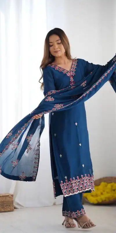 SSR 5005 Blue Chinnon Silk with Lace Work & Embroidery Work Salwar Suit . Now at just ₹1849. Delivery 4-6 Working Days. Shop now. | Jump Suits, Tops & Bottoms, Track Suits, Trendy Wear, Salwar suit, Designer Suits, Casual Suits, Creative suits, Palazzo Suits, Party Wear Suits, Patiala Suits, Straight Suits