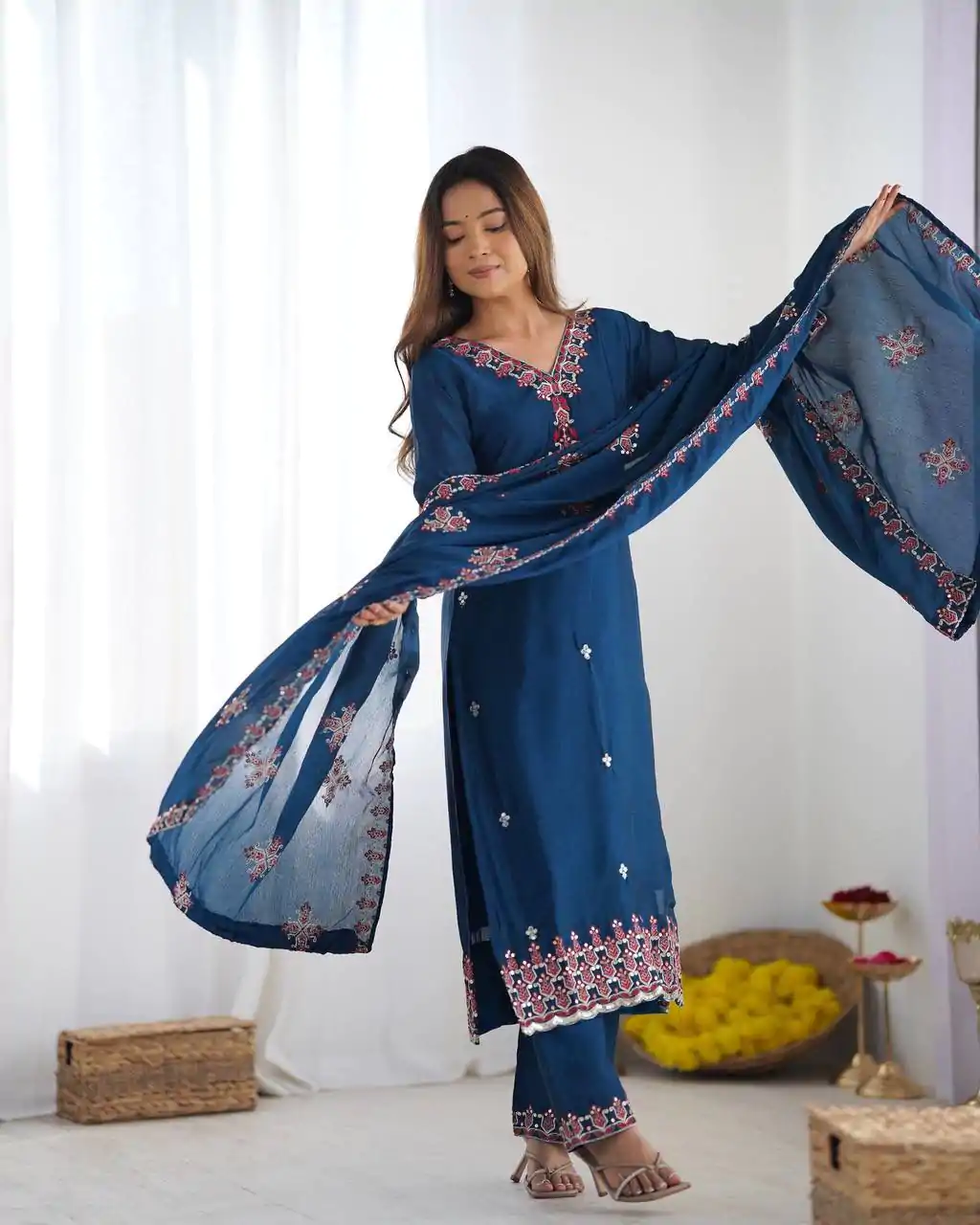 SSR 5005 Blue Chinnon Silk with Lace Work & Embroidery Work Salwar Suit . Now at just ₹1849. Delivery 4-6 Working Days. Shop now. | Jump Suits, Tops & Bottoms, Track Suits, Trendy Wear, Salwar suit, Designer Suits, Casual Suits, Creative suits, Palazzo Suits, Party Wear Suits, Patiala Suits, Straight Suits