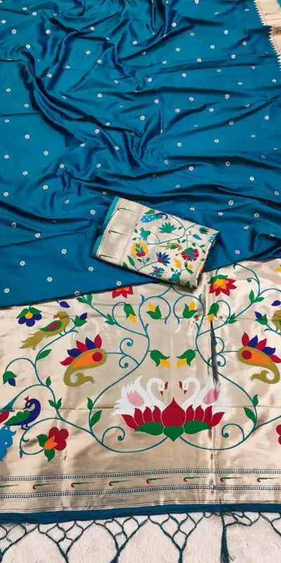 MB 149 Blue Silk Saree with Zari Work & Lace Work. Wedding, Party, Festive, Events, Grab it for ₹2549. Delivery 4-6 Working Days. Shop now. | Sarees, Bollywood Sarees, Creative Sarees, Designer Sarees, Embroidered Sarees, Ethnic Saree, Modern Digital sarees, Party Wear Sarees