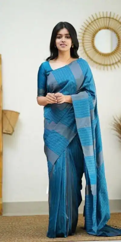 KPR 152 Blue Soft Lichi Silk Saree with Lace Work & Lace Border. Available at ₹1249 only. Delivery 4-6 Working Days. Shop now. | Sarees, Bollywood Sarees, Creative Sarees, Designer Sarees, Embroidered Sarees, Ethnic Saree, Modern Digital sarees, Party Wear Sarees