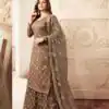 FC L.t 5401 Brown Color Jacquard Silk Georgette Diamond Sharara Suit Wedding, Party, Festive Expected Delivery 4-6 Working Days  @2999/- | Designer Suits, Jump Suits, Salwar suit, Casual Suits, Creative suits, Palazzo Suits, Party Wear Suits, Patiala Suits, Straight Suits