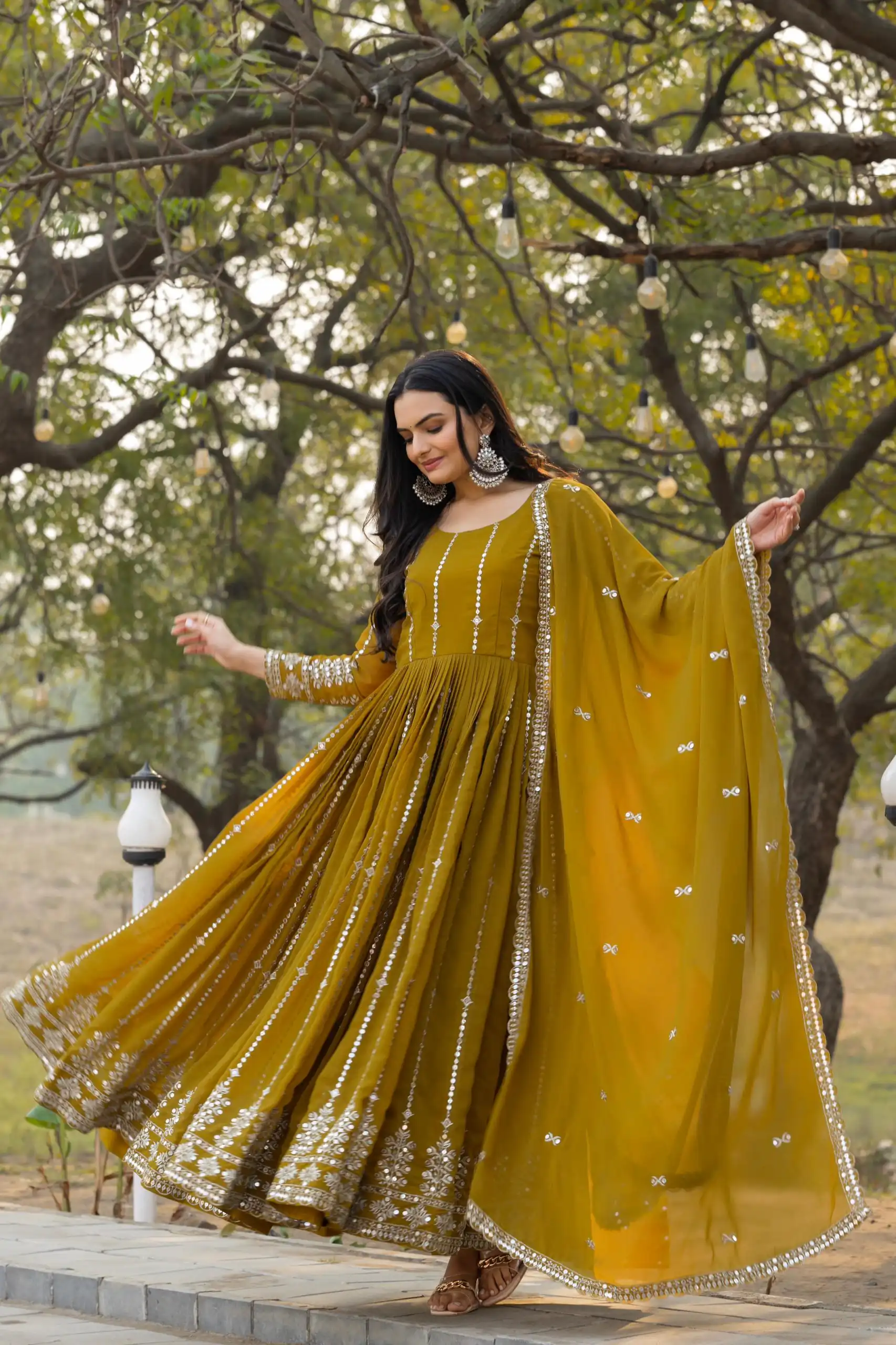 Ram 080 Mahendi Fox Georgette Gown with Embroidery Work. Wedding, Party, Festive, Events, Best Price ₹2049. Delivery 4-6 Working Days. Shop now. | Jump Suits, Salwar suit, Designer Suits, Casual Suits, Creative suits, Palazzo Suits, Party Wear Suits, Patiala Suits, Straight Suits