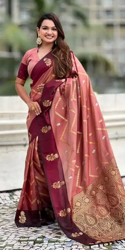 Maroon Banarasi Silk Weaving Zari Work Saree