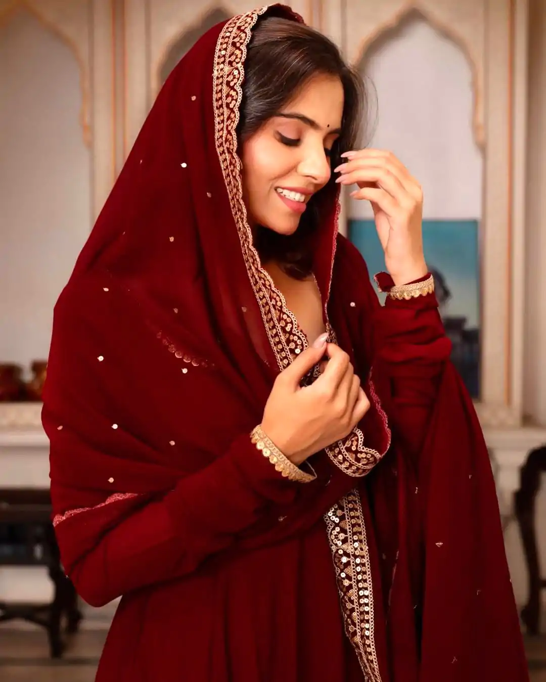 SRK 5222 Maroon in Faux Georgette Lace Work & Embroidery Work Salwar Suit . Grab it for ₹1849. Delivery 4-6 Working Days. Shop now. | Jump Suits, Salwar suit, Designer Suits, Casual Suits, Creative suits, Palazzo Suits, Party Wear Suits, Patiala Suits, Straight Suits