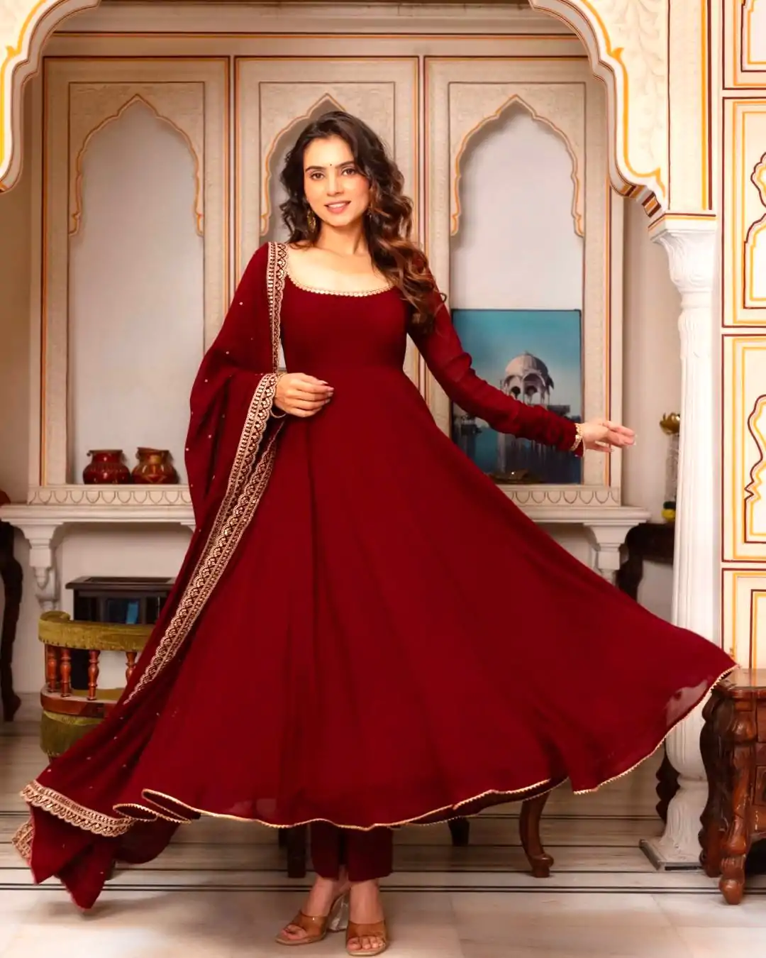 SRK 5222 Maroon in Faux Georgette Lace Work & Embroidery Work Salwar Suit . Grab it for ₹1849. Delivery 4-6 Working Days. Shop now. | Jump Suits, Salwar suit, Designer Suits, Casual Suits, Creative suits, Palazzo Suits, Party Wear Suits, Patiala Suits, Straight Suits