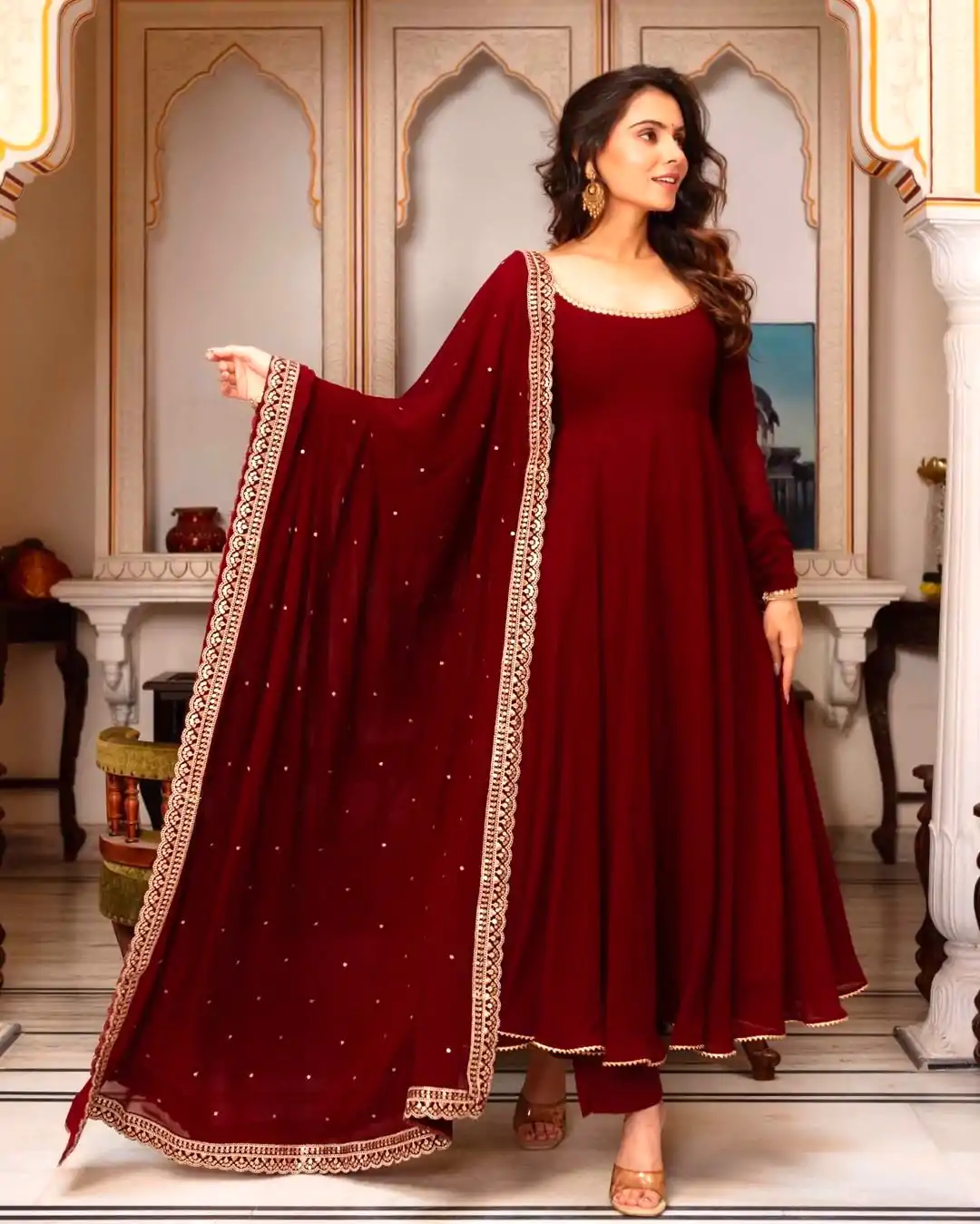 SRK 5222 Maroon in Faux Georgette Lace Work & Embroidery Work Salwar Suit . Grab it for ₹1849. Delivery 4-6 Working Days. Shop now. | Jump Suits, Salwar suit, Designer Suits, Casual Suits, Creative suits, Palazzo Suits, Party Wear Suits, Patiala Suits, Straight Suits