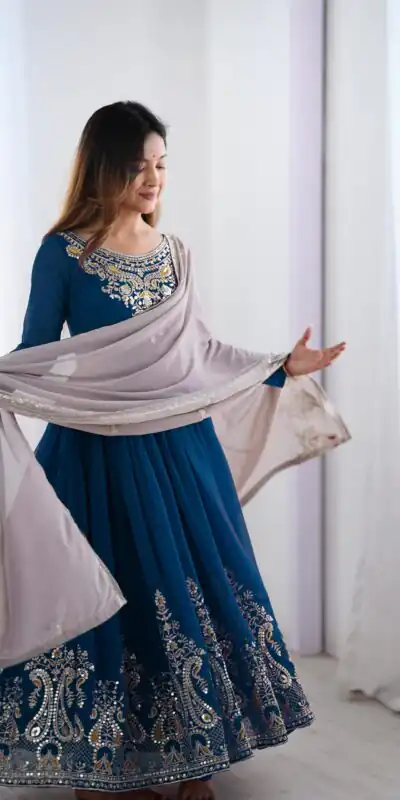 ZF 5008 Navy Blue Georgette Gown with Embroidery Work. Wedding, Party, Festive, Events, Special Price ₹2049. Delivery 4-6 Working Days. Shop now. | Jump Suits, Salwar suit, Designer Suits, Casual Suits, Creative suits, Palazzo Suits, Party Wear Suits, Patiala Suits, Straight Suits