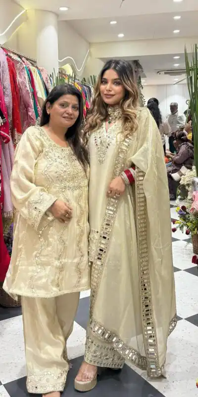 LG 2019 Off White Georgette with Embroidery Work & Mirror Work Salwar Suit . Available at ₹2149 only. Delivery 4-6 Working Days. Shop now. | Jump Suits, Salwar suit, Designer Suits, Casual Suits, Creative suits, Palazzo Suits, Party Wear Suits, Patiala Suits, Straight Suits