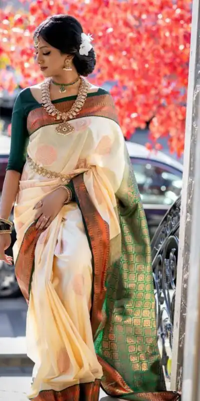 KP 5003 Off White Soft Lichi Silk Saree Perfect for Wedding, Party, Family Gatherings, Pooja, Sangeet – . Best Price ₹1449. Delivery 4-6 Working D | Sarees, Bollywood Sarees, Creative Sarees, Designer Sarees, Embroidered Sarees, Ethnic Saree, Modern Digital sarees, Party Wear Sarees