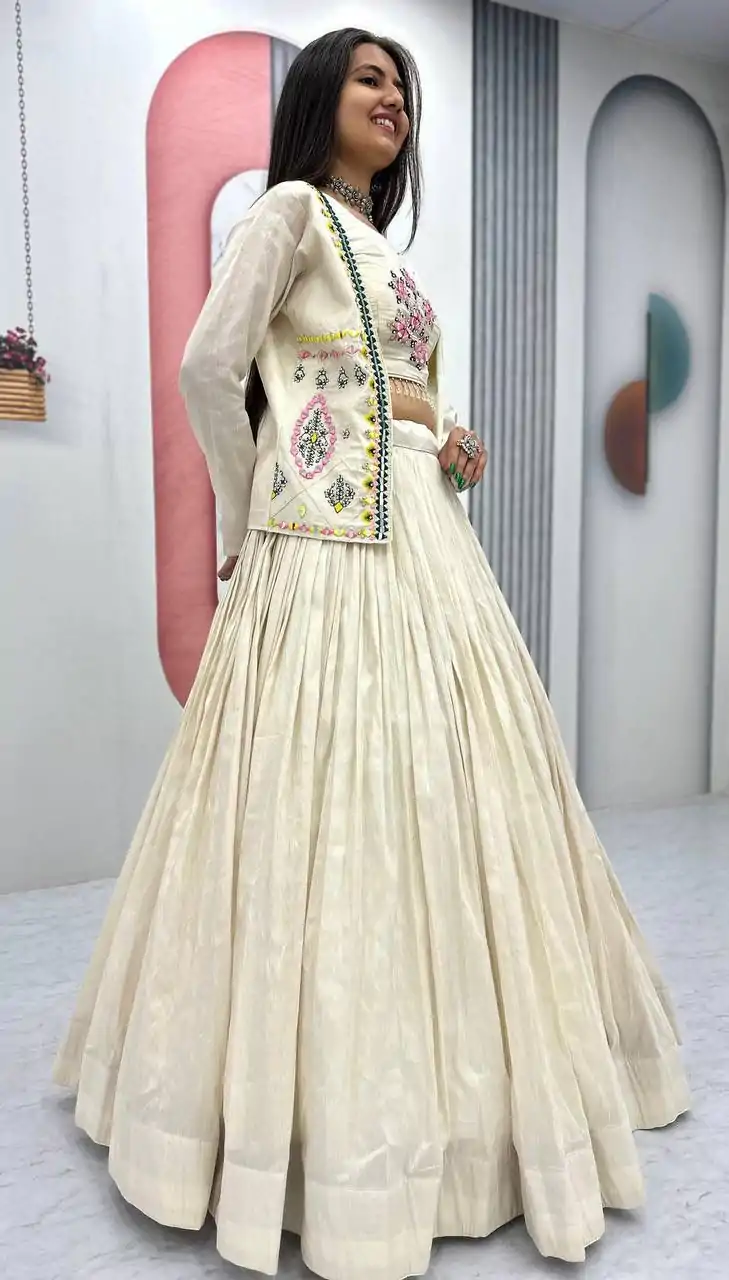 PC 522 Off White Tissue Simmer Lehenga Choli Perfect for Wedding, Party, Cultural Events, Diwali, Ganesh Chaturthi – . Exclusive Offer ₹3049. Deli | Jump Suits, Salwar suit, Designer Suits, Casual Suits, Creative suits, Palazzo Suits, Party Wear Suits, Patiala Suits, Straight Suits
