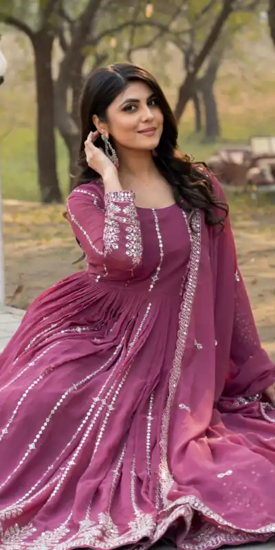 Ram 080 Onion Fox Georgette Gown with Embroidery Work. Wedding, Party, Festive, Events, Best Price ₹2049. Delivery 4-6 Working Days. Shop now. | Jump Suits, Salwar suit, Designer Suits, Casual Suits, Creative suits, Palazzo Suits, Party Wear Suits, Patiala Suits, Straight Suits