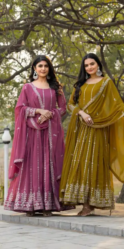 Ram 080 Onion Fox Georgette Gown with Embroidery Work. Wedding, Party, Festive, Events, Best Price ₹2049. Delivery 4-6 Working Days. Shop now. | Jump Suits, Salwar suit, Designer Suits, Casual Suits, Creative suits, Palazzo Suits, Party Wear Suits, Patiala Suits, Straight Suits