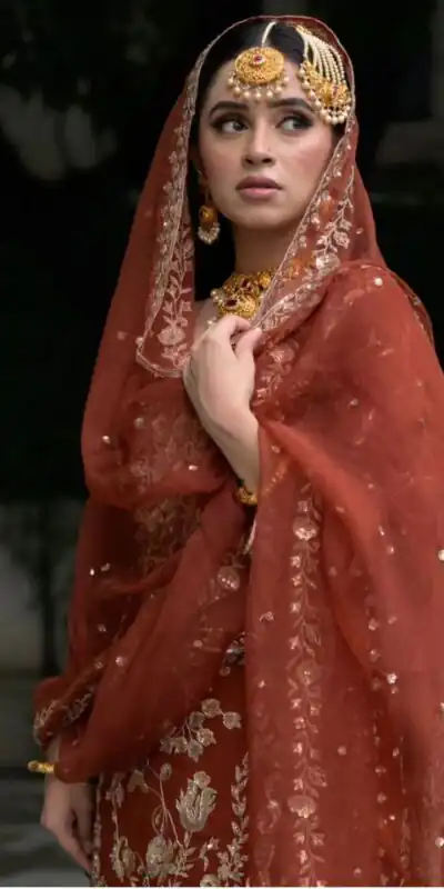 Orange Fox Georgette Embroidery Work Salwar Suit