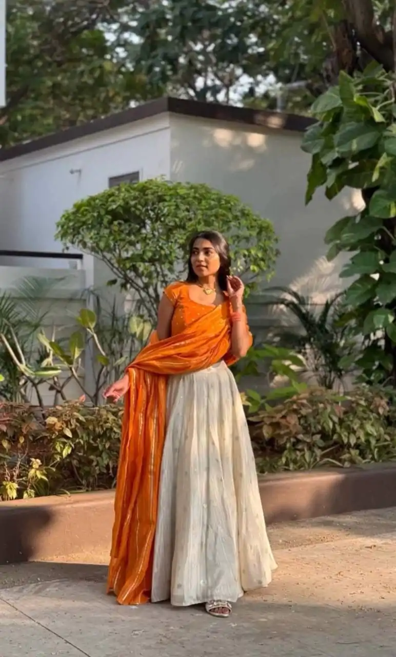 PC 521 Orange Color Jacquard Silk Lehenga Choli with Designer Work. Special Price ₹2099. Delivery 4-6 Working Days. Shop now. | Lehenga, Bollywood Lehenga, Creative Lehenga, Designer Lehenga, Embroidered Lehenga, Party Wear Lehenga