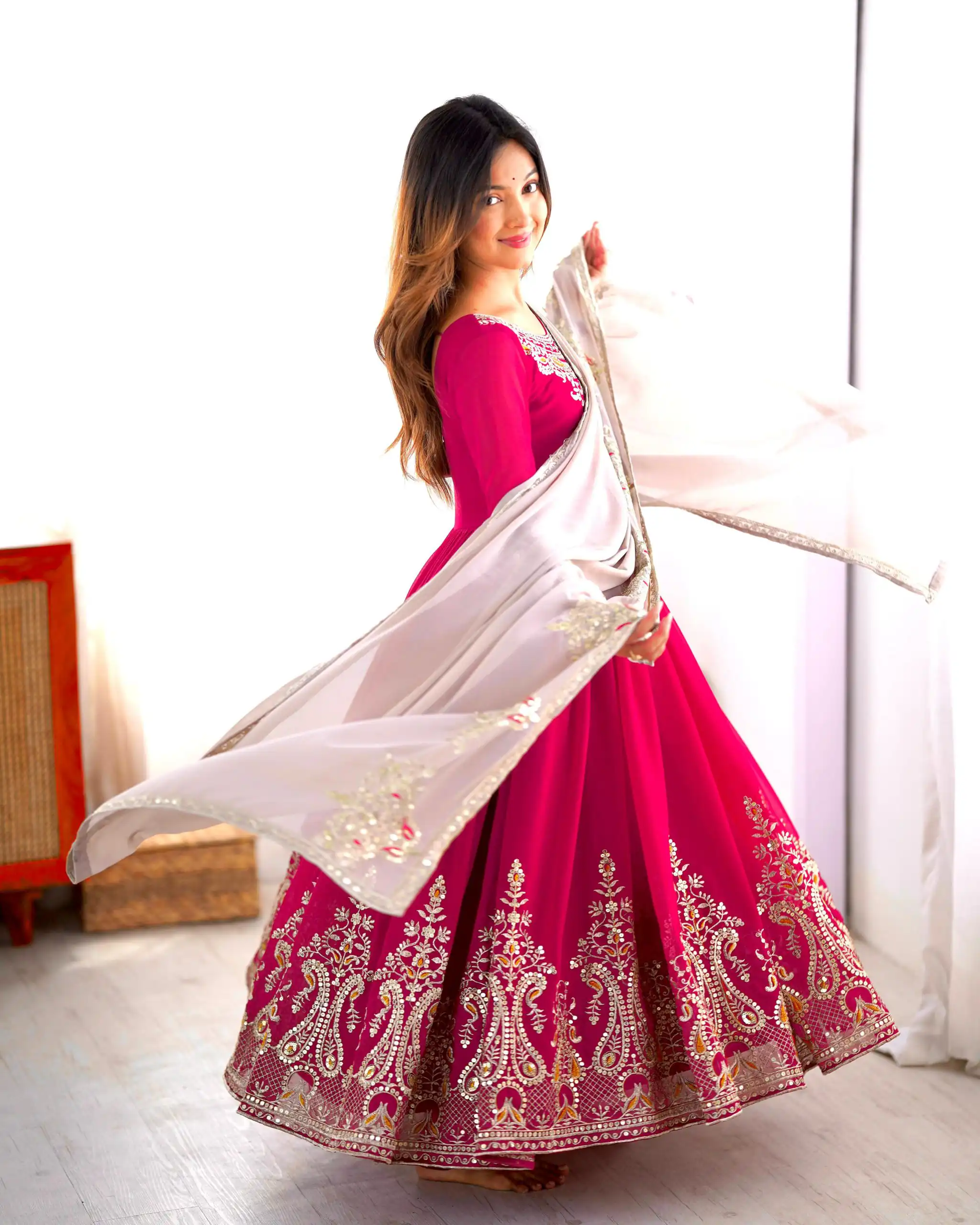 ZF 5008 Pink Georgette Gown with Embroidery Work. Wedding, Party, Festive, Events, Special Price ₹2049. Delivery 4-6 Working Days. Shop now. | Jump Suits, Salwar suit, Designer Suits, Casual Suits, Creative suits, Palazzo Suits, Party Wear Suits, Patiala Suits, Straight Suits