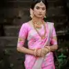 Pink Soft Lichi Silk All Over Work Saree
