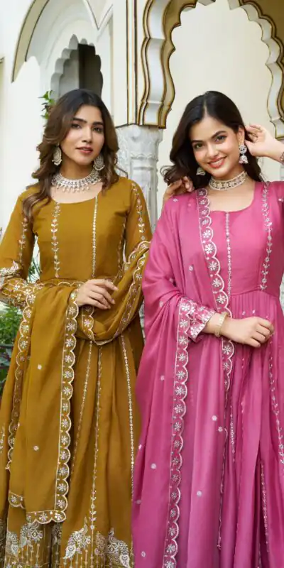 Ram 139 Pink Star Georgette Gown Perfect for Wedding, Party, Family Gatherings, Haldi, Housewarming –. Grab it for ₹1949. Delivery 4-6 Working | Jump Suits, Salwar suit, Designer Suits, Casual Suits, Creative suits, Palazzo Suits, Party Wear Suits, Patiala Suits, Straight Suits
