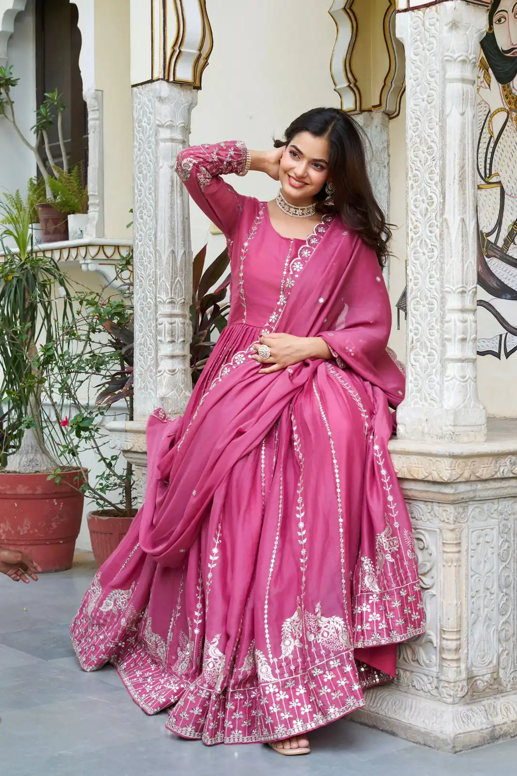 Ram 139 Pink Star Georgette Gown Perfect for Wedding, Party, Family Gatherings, Haldi, Housewarming –. Grab it for ₹1949. Delivery 4-6 Working | Jump Suits, Salwar suit, Designer Suits, Casual Suits, Creative suits, Palazzo Suits, Party Wear Suits, Patiala Suits, Straight Suits
