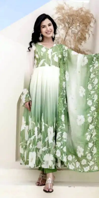 ZF 431 Pista Faux Georgette Gown with Embroidery Work & Digital Print. Best Price ₹2049. Delivery 4-6 Working Days. Shop now. | Jump Suits, Salwar suit, Designer Suits, Casual Suits, Creative suits, Palazzo Suits, Party Wear Suits, Patiala Suits, Straight Suits