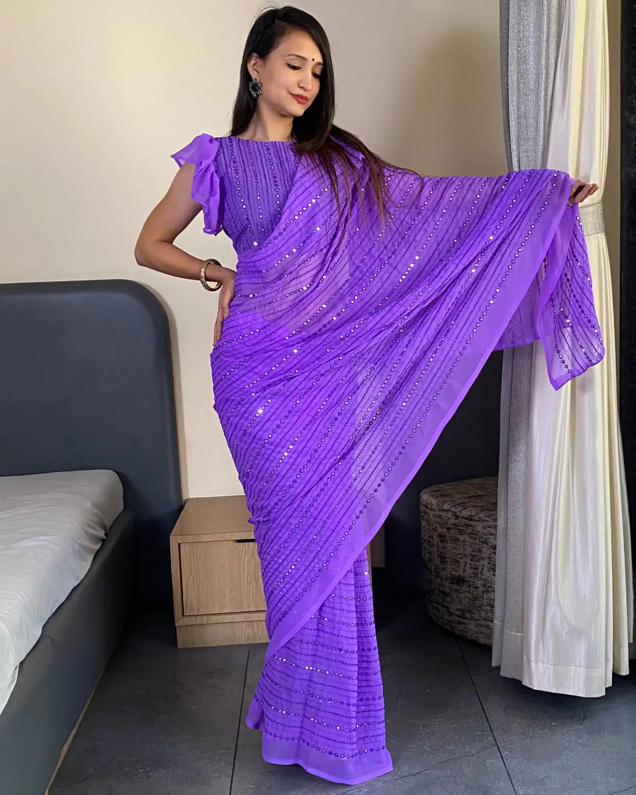 BT SUMAN Purple Fox Georgette SareePerfect for Wedding, Party, Sangeet, Baisakhi, Karwa Chauth – . Special Price ₹1749. Delivery 4-6 Working Days. | Sarees, Bollywood Sarees, Creative Sarees, Designer Sarees, Embroidered Sarees, Ethnic Saree, Modern Digital sarees, Party Wear Sarees