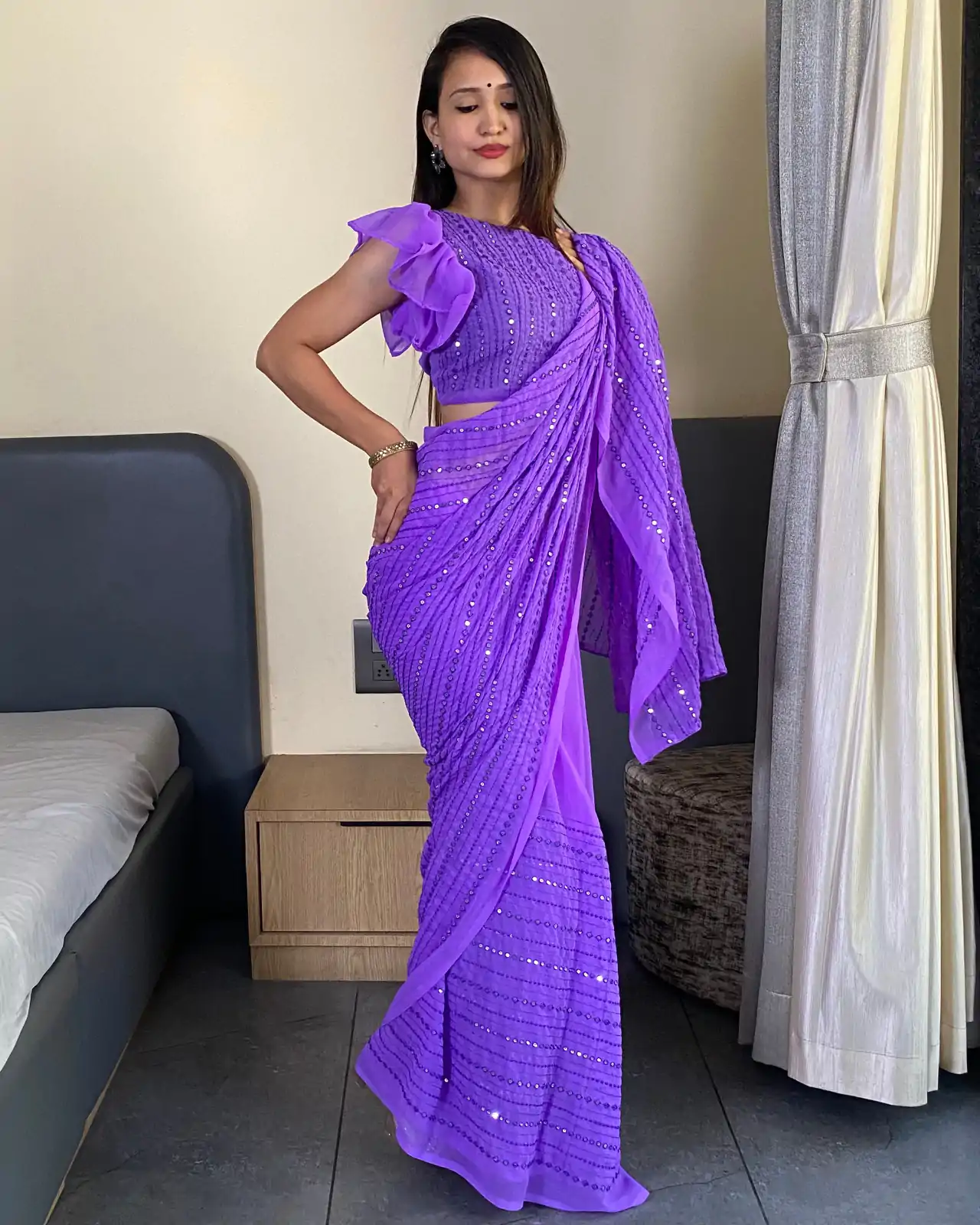 BT SUMAN Purple Fox Georgette SareePerfect for Wedding, Party, Sangeet, Baisakhi, Karwa Chauth – . Special Price ₹1749. Delivery 4-6 Working Days. | Sarees, Bollywood Sarees, Creative Sarees, Designer Sarees, Embroidered Sarees, Ethnic Saree, Modern Digital sarees, Party Wear Sarees