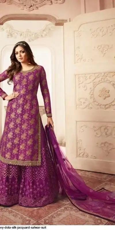 FC L.t 5401 Purple Color Jacquard Silk Georgette Diamond Sharara Suit Wedding, Party, Festive Expected Delivery 4-6 Working Days  @2999/- | Jump Suits, Salwar suit, Designer Suits, Casual Suits, Creative suits, Palazzo Suits, Party Wear Suits, Patiala Suits, Straight Suits