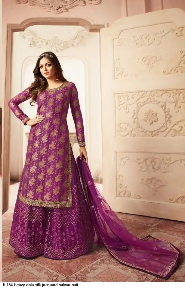 FC L.t 5401 Purple Color Jacquard Silk Georgette Diamond Sharara Suit Wedding, Party, Festive Expected Delivery 4-6 Working Days  @2999/- | Jump Suits, Salwar suit, Designer Suits, Casual Suits, Creative suits, Palazzo Suits, Party Wear Suits, Patiala Suits, Straight Suits