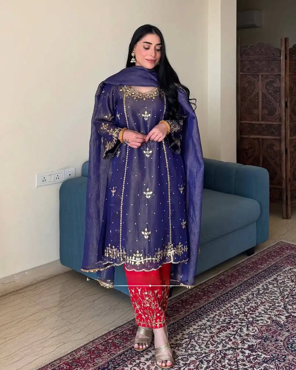 KF 1695 Purple Gold Crush Silk Salwar Suitwith Embroidery Work. Available at ₹1949 only. Delivery 4-6 Working Days. Shop now. | Jump Suits, Salwar suit, Designer Suits, Casual Suits, Creative suits, Palazzo Suits, Party Wear Suits, Patiala Suits, Straight Suits