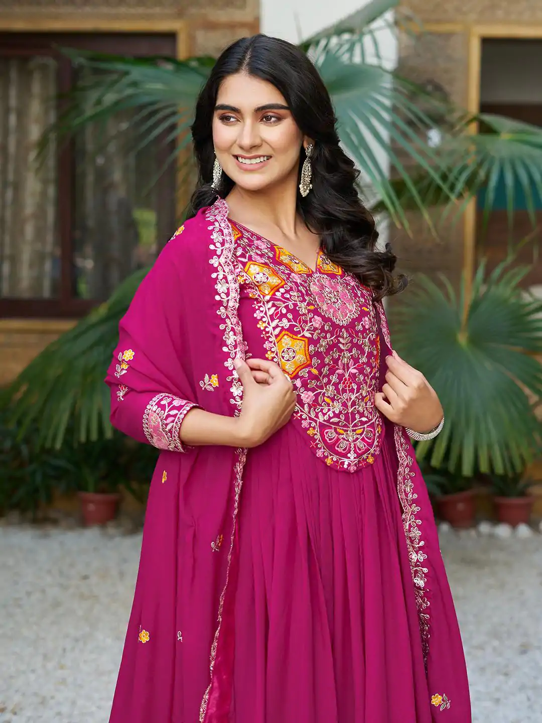 Ram 105 Rani Pink Star Georgette Gown with Embroidery Work & Thread Embroidery. Get it for ₹2049. Delivery 4-6 Working Days. Shop now. | Jump Suits, Salwar suit, Designer Suits, Casual Suits, Creative suits, Palazzo Suits, Party Wear Suits, Patiala Suits, Straight Suits