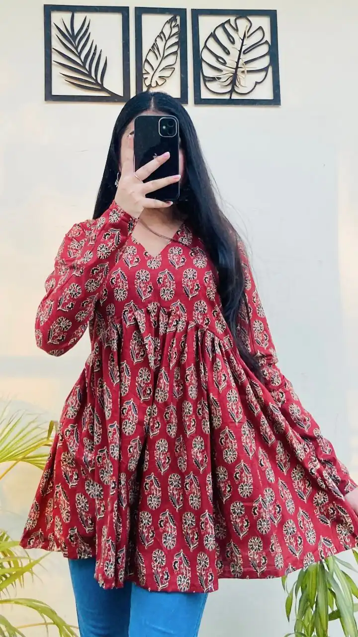 INLI Plume Red Color Cotton with Designer Printed Work Kurti . Wedding, Party, Festive, Events, Best Price ₹1299. Delivery 4-6 Working Days. Shop now. | Kurti, Bollywood Kurti, Creative Kurtis, Designer Kurti, Party Wear Kurti, Selfie Kurti