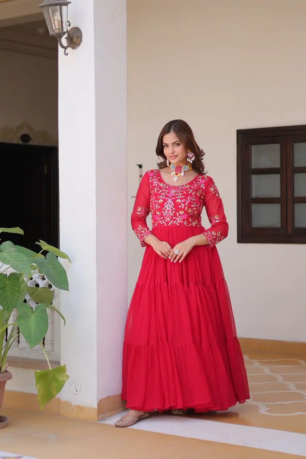 Ram 082 Red Fox Georgette Gown Perfect for Wedding, Party, Sangeet, Durga Puja, Reception – . Grab it for ₹1849. Delivery 4-6 Working Days. Shop now. | Jump Suits, Salwar suit, Designer Suits, Casual Suits, Creative suits, Palazzo Suits, Party Wear Suits, Patiala Suits, Straight Suits