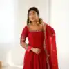 ZF 5010 Red Georgette Gown Perfect for Wedding, Party, Pooja, Ethnic Day, Karwa Chauth – . Best Price ₹2049. Delivery 4-6 Working Days. Shop now. | Jump Suits, Salwar suit, Designer Suits, Casual Suits, Creative suits, Palazzo Suits, Party Wear Suits, Patiala Suits, Straight Suits