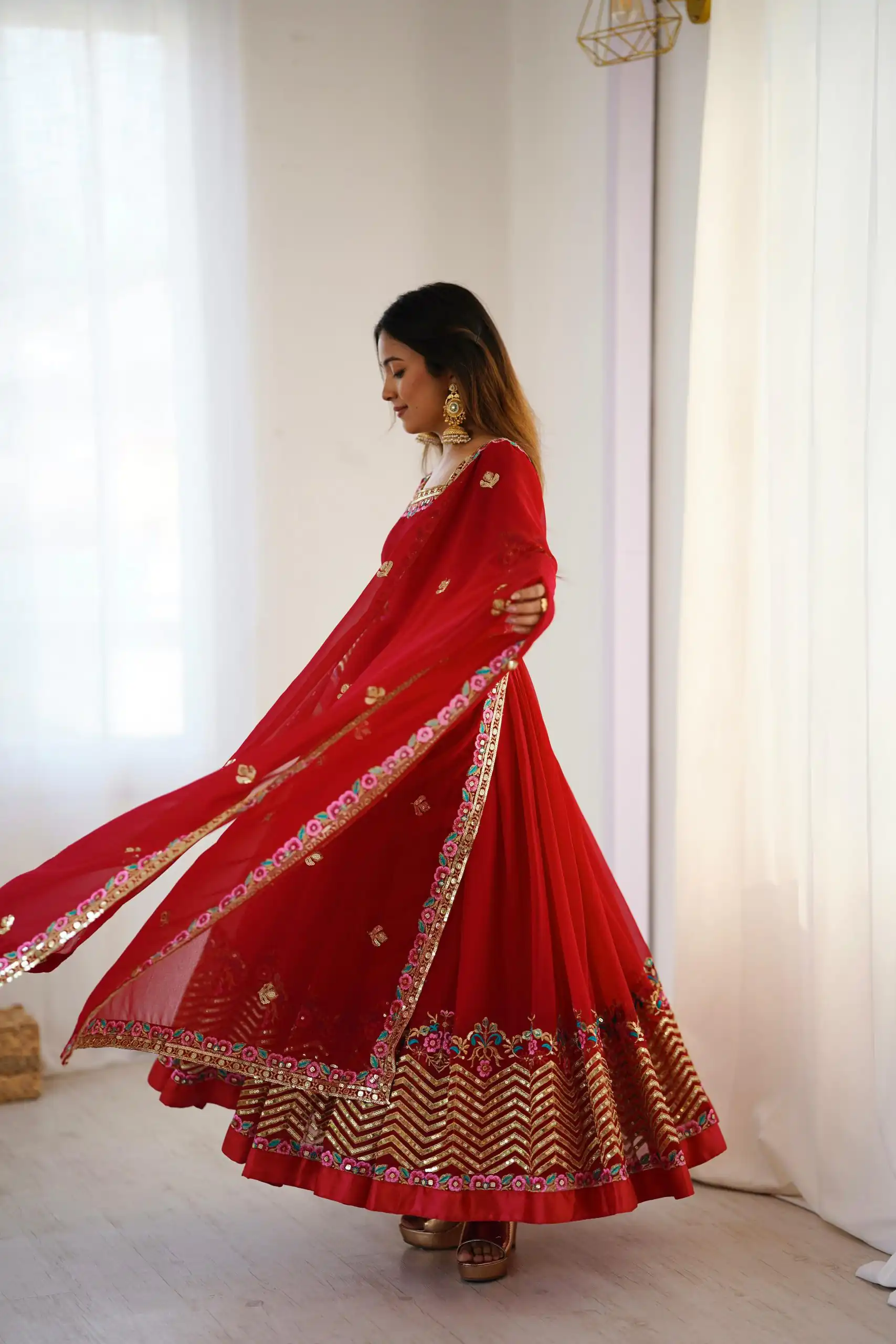 ZF 5010 Red Georgette Gown Perfect for Wedding, Party, Pooja, Ethnic Day, Karwa Chauth – . Best Price ₹2049. Delivery 4-6 Working Days. Shop now. | Jump Suits, Salwar suit, Designer Suits, Casual Suits, Creative suits, Palazzo Suits, Party Wear Suits, Patiala Suits, Straight Suits