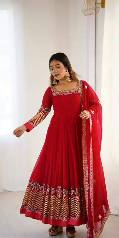 ZF 5010 Red Georgette Gown Perfect for Wedding, Party, Pooja, Ethnic Day, Karwa Chauth – . Best Price ₹2049. Delivery 4-6 Working Days. Shop now. | Jump Suits, Salwar suit, Designer Suits, Casual Suits, Creative suits, Palazzo Suits, Party Wear Suits, Patiala Suits, Straight Suits