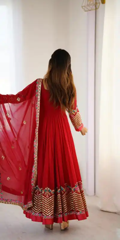 ZF 5010 Red Georgette Gown Perfect for Wedding, Party, Pooja, Ethnic Day, Karwa Chauth – . Best Price ₹2049. Delivery 4-6 Working Days. Shop now. | Jump Suits, Salwar suit, Designer Suits, Casual Suits, Creative suits, Palazzo Suits, Party Wear Suits, Patiala Suits, Straight Suits