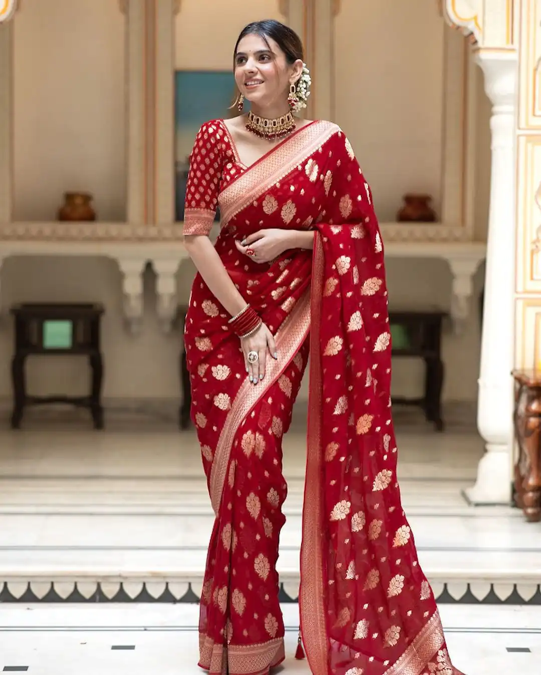 KPR 190 Red Soft Lichi Silk Jacquard Work Saree with Designer Work Wedding, Party, Festive, Events, Deal ₹1399. Delivery 4-6 Working Days. Shop now. | Sarees, Bollywood Sarees, Creative Sarees, Designer Sarees, Embroidered Sarees, Ethnic Saree, Modern Digital sarees, Party Wear Sarees