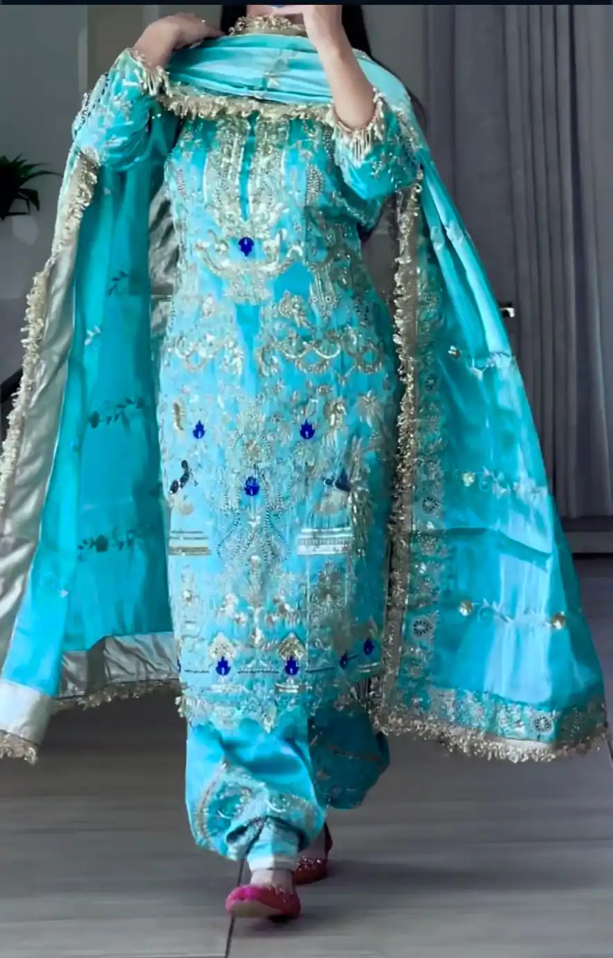 NF 1239 Sky Blue Natural Crep Salwar Suit Perfect for Wedding, Party, Haldi, Festival Celebrations, Housewarming – . Get it for ₹2449. Delivery 4-6 Wor | Jump Suits, Salwar suit, Designer Suits, Casual Suits, Creative suits, Palazzo Suits, Party Wear Suits, Patiala Suits, Straight Suits