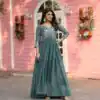 Ram 089 Teal Fox Georgette Gown with Designer Work. Wedding, Party, Festive, Events Introductory Price ₹1749. Delivery 4-6 Working Days. Shop now. | Jump Suits, Salwar suit, Designer Suits, Casual Suits, Creative suits, Palazzo Suits, Party Wear Suits, Patiala Suits, Straight Suits